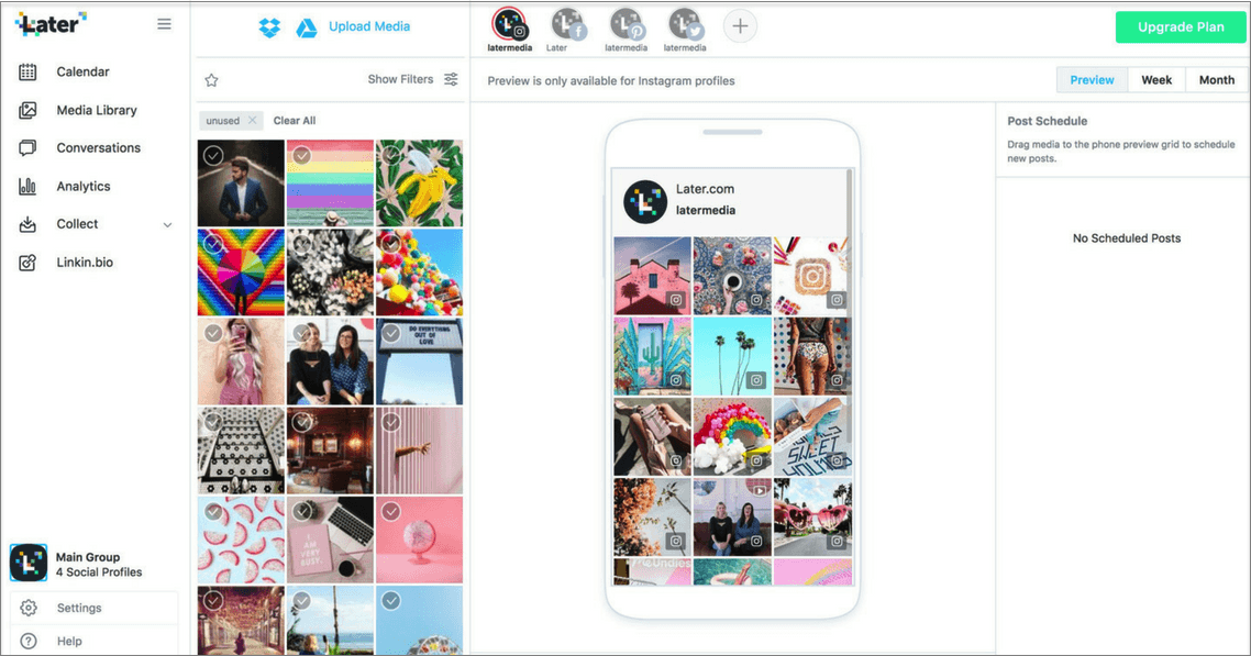 planifier des messages instagram: planificateur visuel