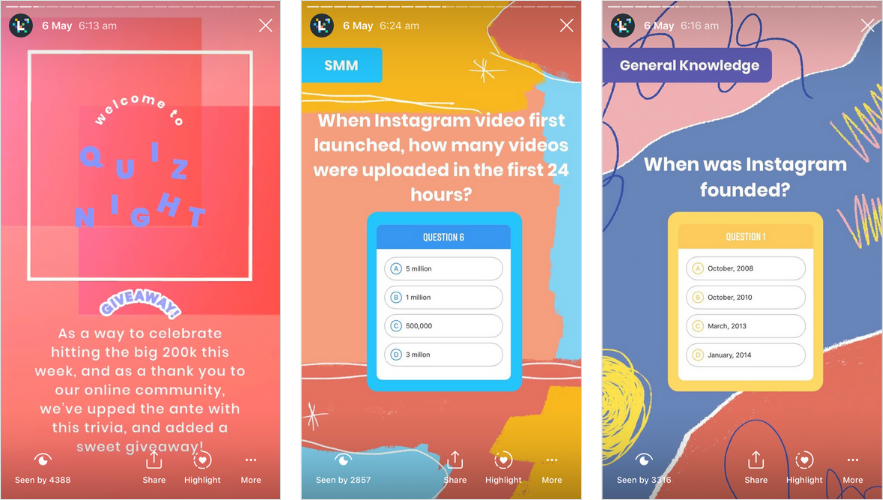 Augmenter l'engagement Instagram: l'engagement des histoires Instagram: autocollant de quiz plus tard