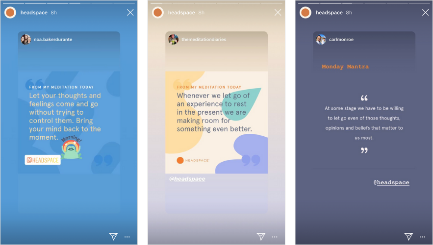 Augmenter l'engagement Instagram: republier les histoires Instagram: Headspace