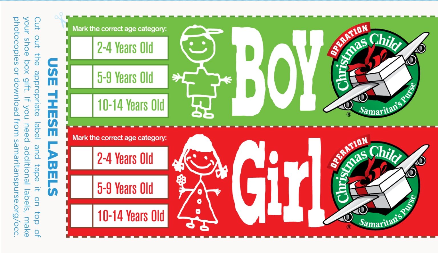 Can you print Operation Christmas Child labels?