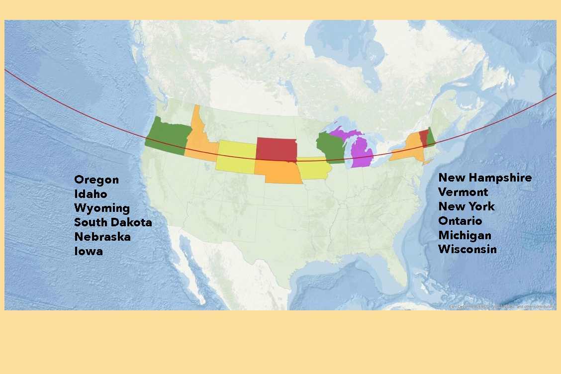 Where is the 43rd parallel in the United States?