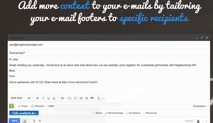 How do I insert a header and footer in Gmail?