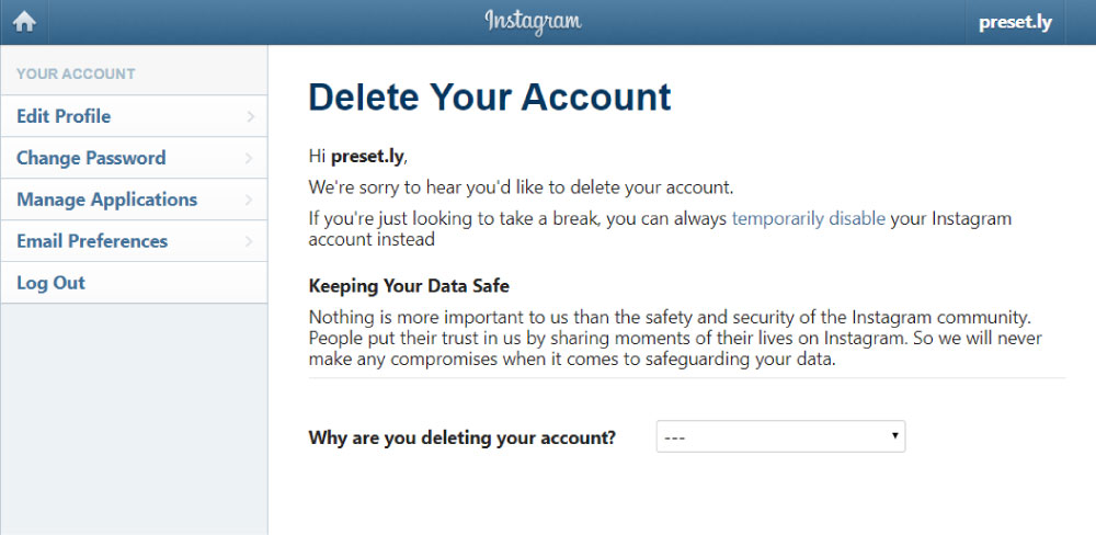 How do you report an Instagram account to get it deleted?