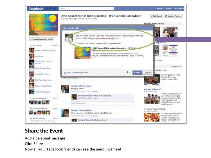 How do you post an event to a group on Facebook?