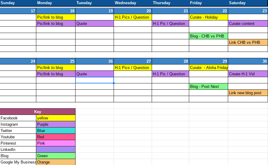 How do I organize my content calendar?