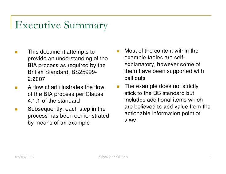 How long is a good executive summary?