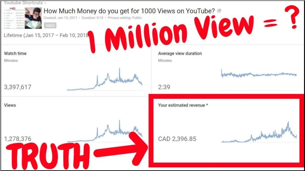 How much is a 1000 views worth on YouTube?