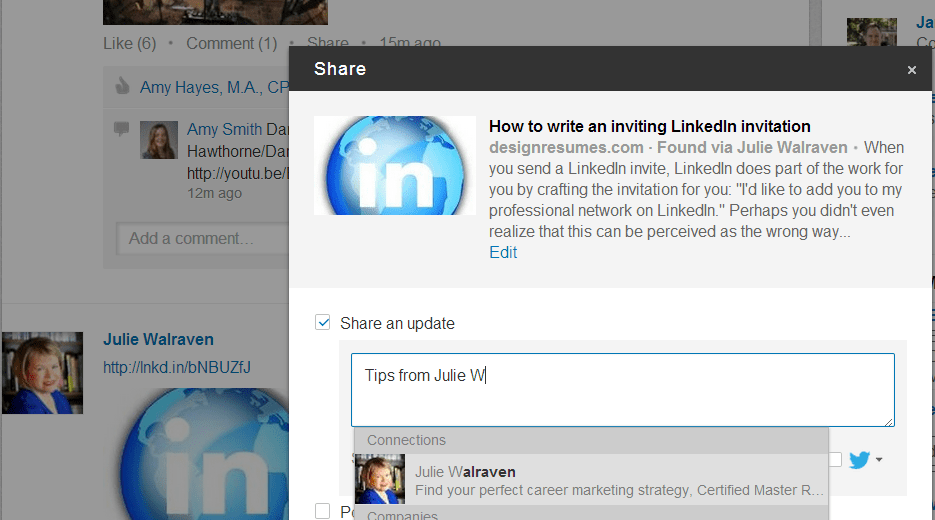 How do I share a new job on LinkedIn?