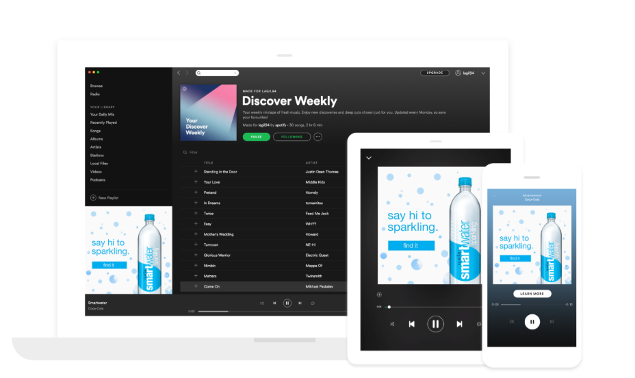 How much does a 30 second ad cost on Spotify?