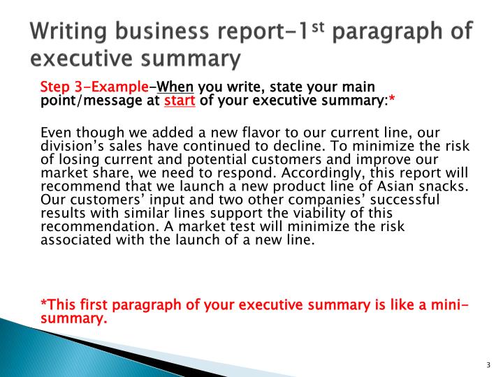 What is an executive summary example?